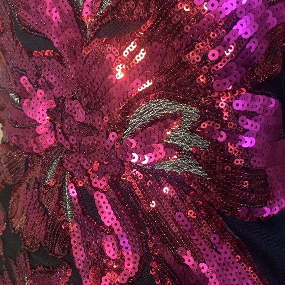 CACHE Black Pink Sequin High Neck Cocktail Dress.  Sz M - Picture 6 of 6